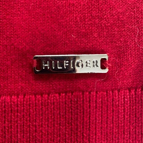 Tommy Hilfiger Women's Red Cotton Turtleneck with Four Button Cuffs, Size Large - Picture 8 of 12